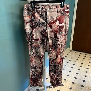 Chico's Floral Print Pants - Red and Black